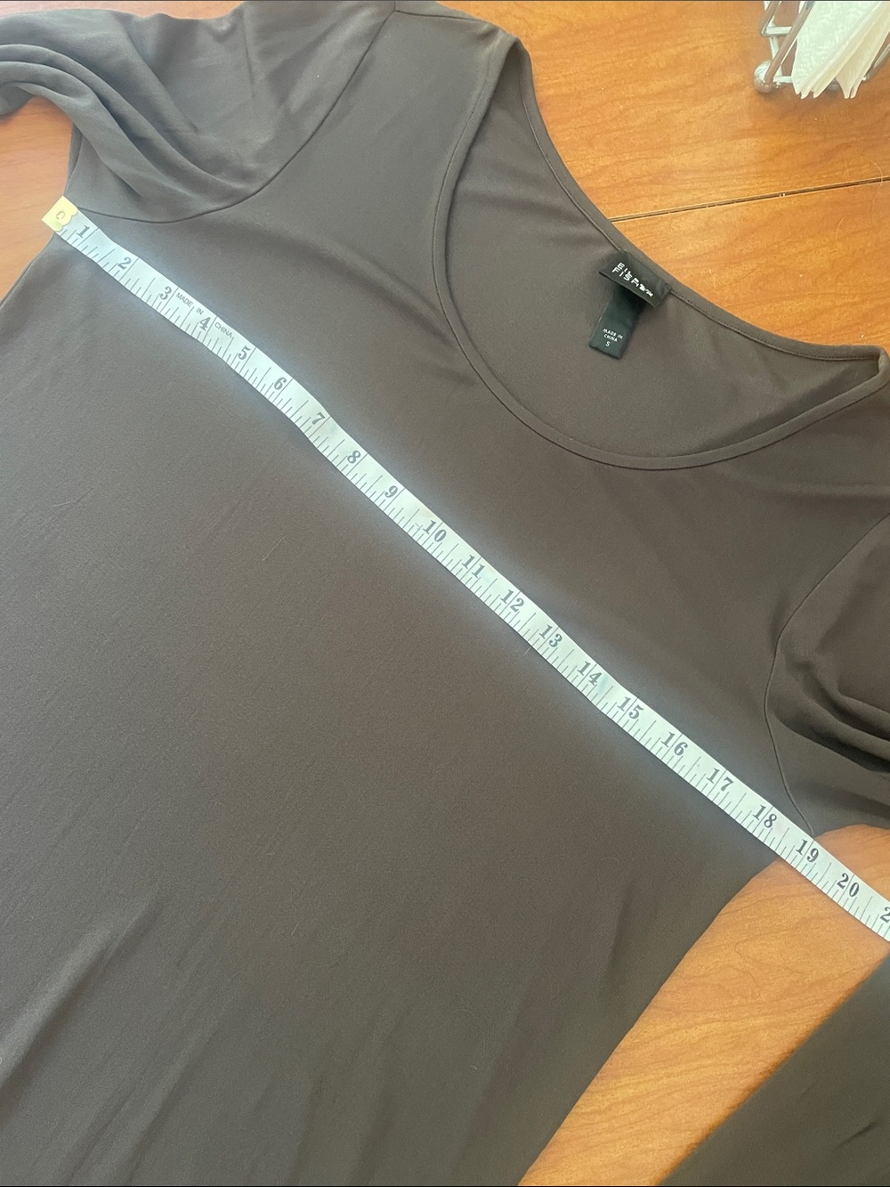 Eileen Fisher Chocolate Brown Long-Sleeve Silk Scoop Neck Tee - Picture 5 of 7